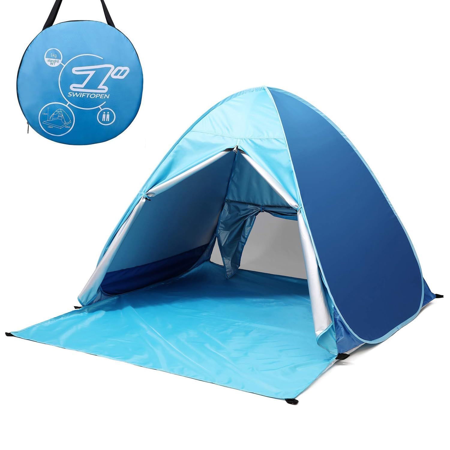 簡単組立♪ ワンタッチテント 2-3人用 ブルー075 簡単組立 ワンタッチ