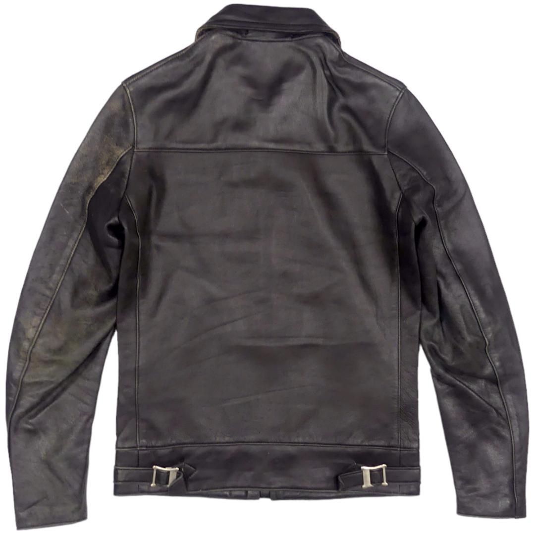 黒 レザー ライダースジャケット 666 666 ライダース ジャケット 本革 シングル レザー 32 黒 HH9555