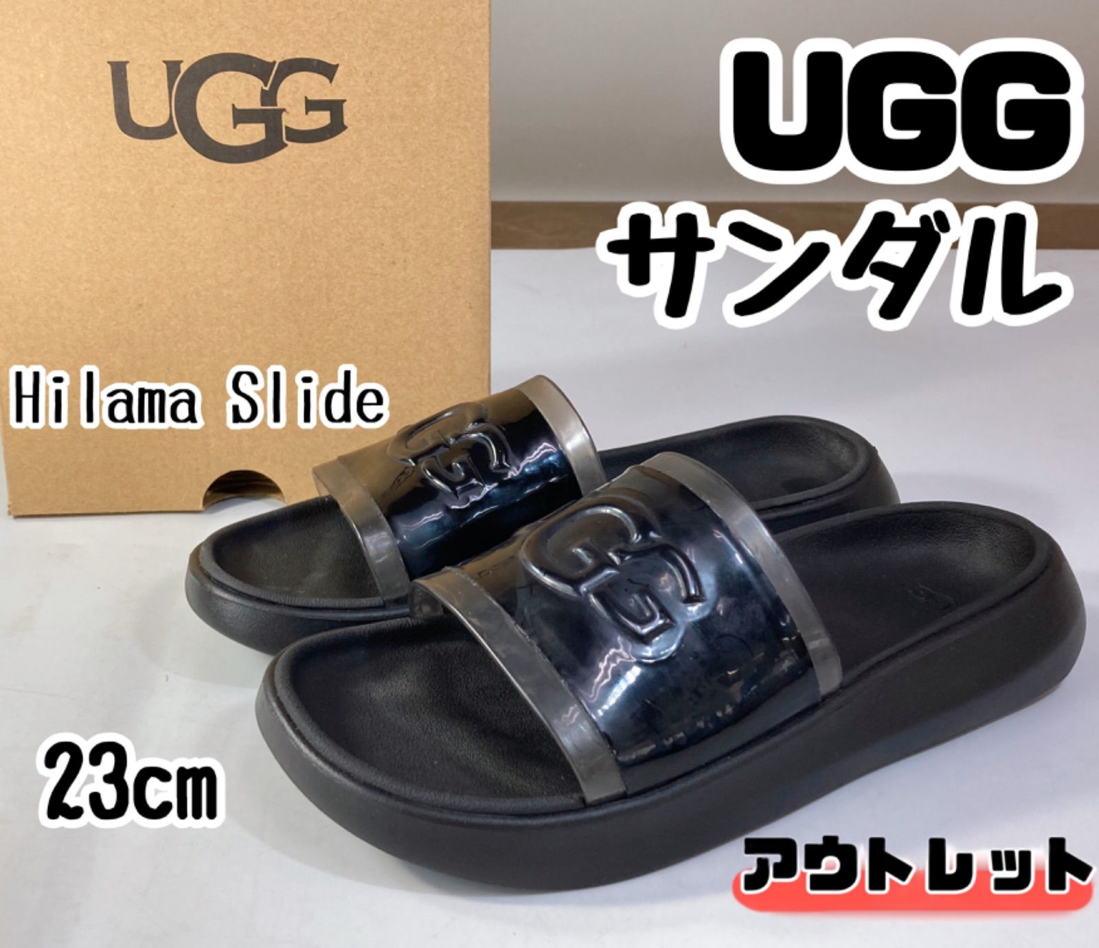 AZ402 UGG アグ W HILAMA SLIDE サンダル 23cm / ブラック レディース ...