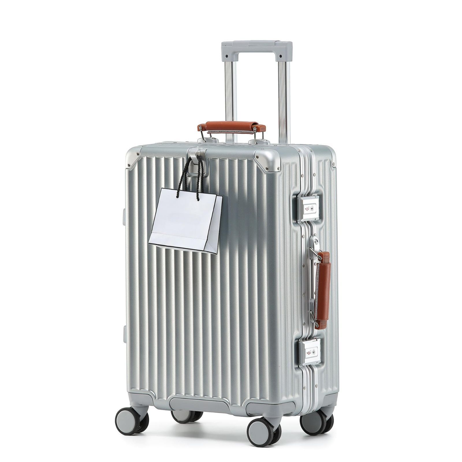 商品 Yuweijie 新感覚 モダン スーツケース キャリーケース 機内持ち込み 大型 軽量アルミフレーム式 キャリーバッグ 静音 ダブルキャスター TSAロック レトロ おしゃれなハンドル 疲れない設計 入学 海外旅行出張 XLサイズ シルバー