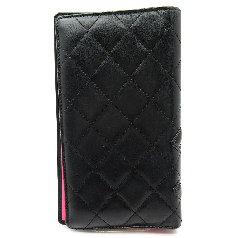 シャネル カンボンライン 二つ折り長財布 A26717 カーフ レディース  