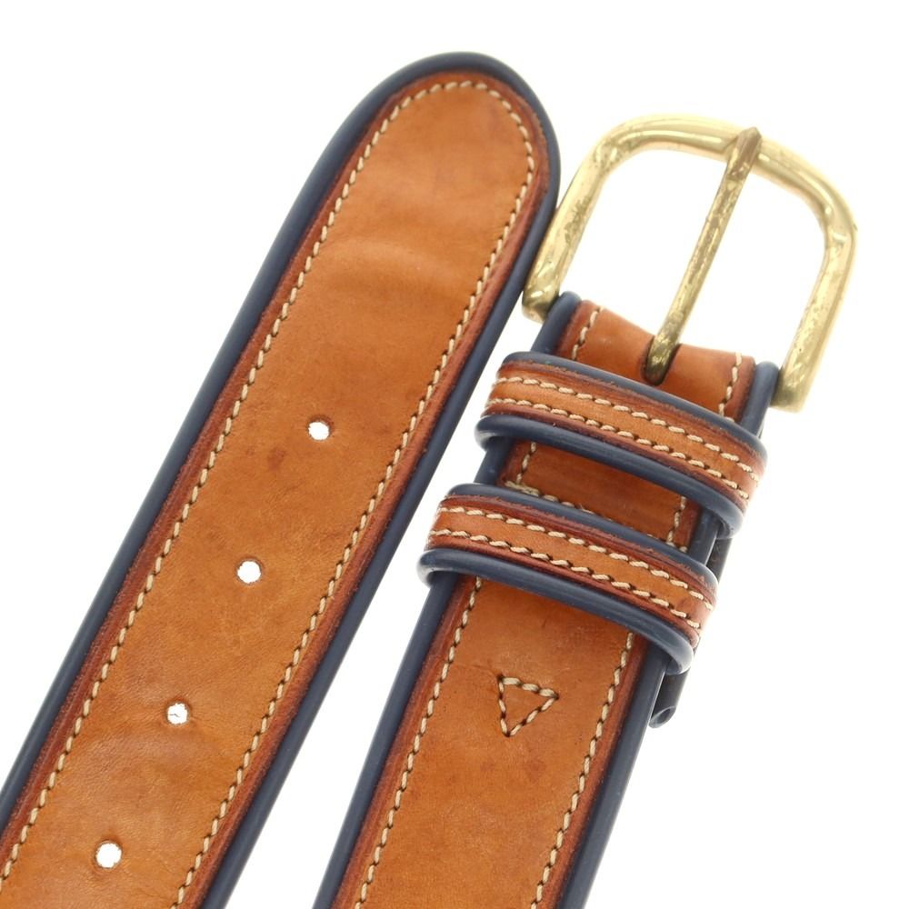中古】フェリージ Felisi レザー ベルト ブラウンxネイビー
