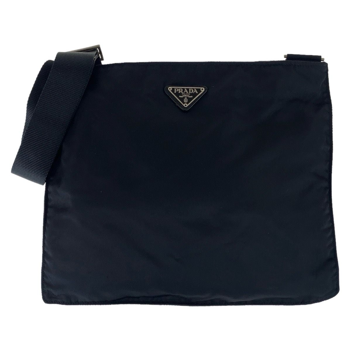 美品 PRADA プラダ テスート 三角ロゴプレート ブラック