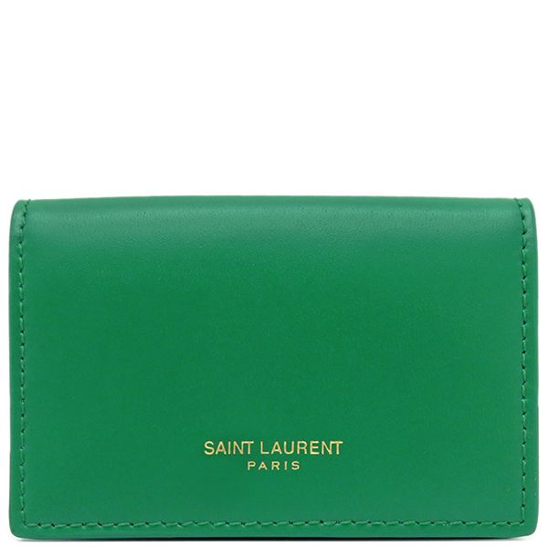 サンローラン SAINT LAURENT 三つ折り財布 コンパクトウォレット レザー グリーン ゴールド金具 3つ折り財布 ミニ財布 緑 678272 箱