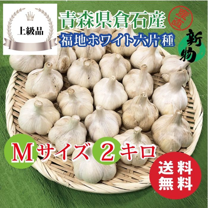 上級品】青森県倉石産にんにく福地ホワイト六片種 Mサイズ 2kg - いま