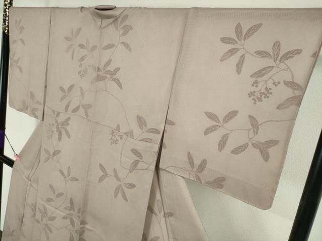 平和屋本店▽極上　小紋　無双　紗×絽　南天枝葉文　薄柿色地　逸品　DZAA4448kh5 平和屋本店▽極上 小紋 無双 紗×絽 南天枝葉文 薄柿色地 逸品