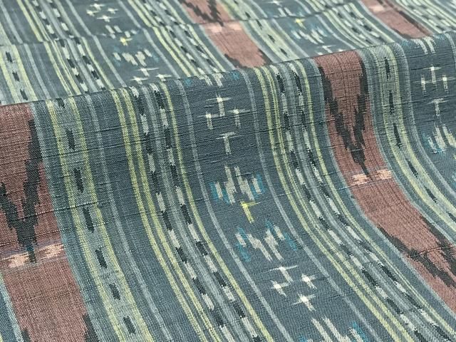 平和屋着物▽上質な紬 単衣 間道 正絹 逸品 AABB4498jh