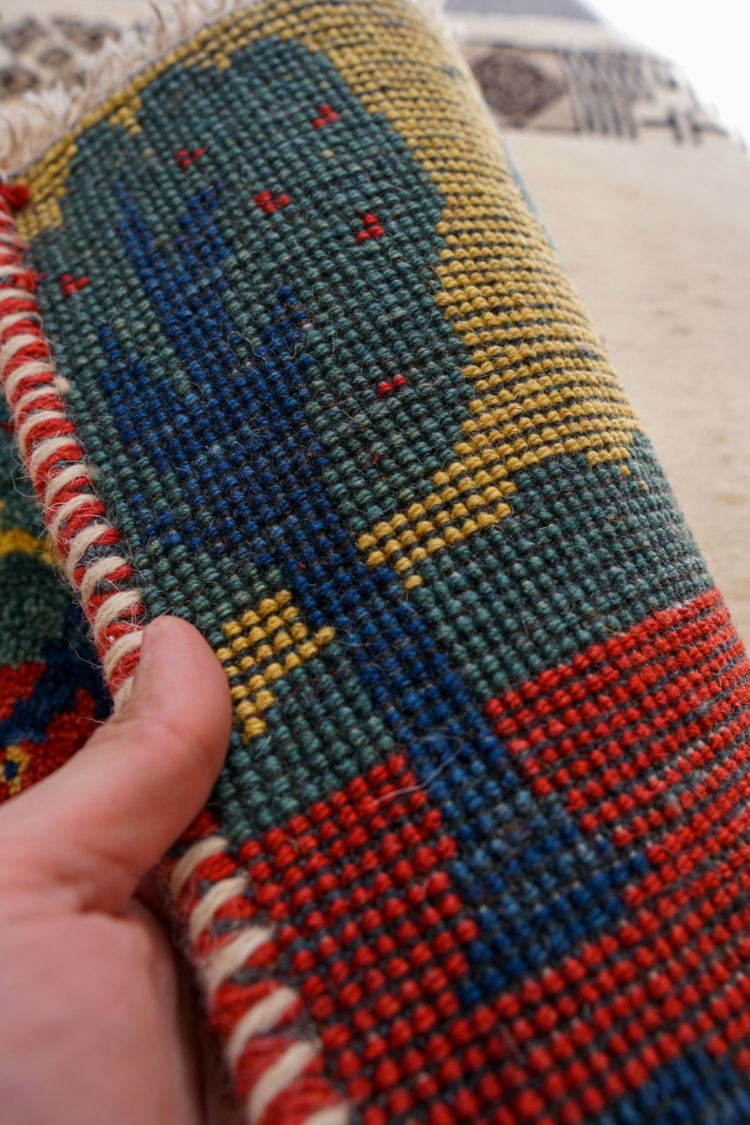 40×40cm ペルシャ絨毯 手織り ギャッベ アマレ族 ギャベ 40×40cm 【ペルシャ絨毯 手織りギャッベ】アマレ族ギャッベ ギャベ