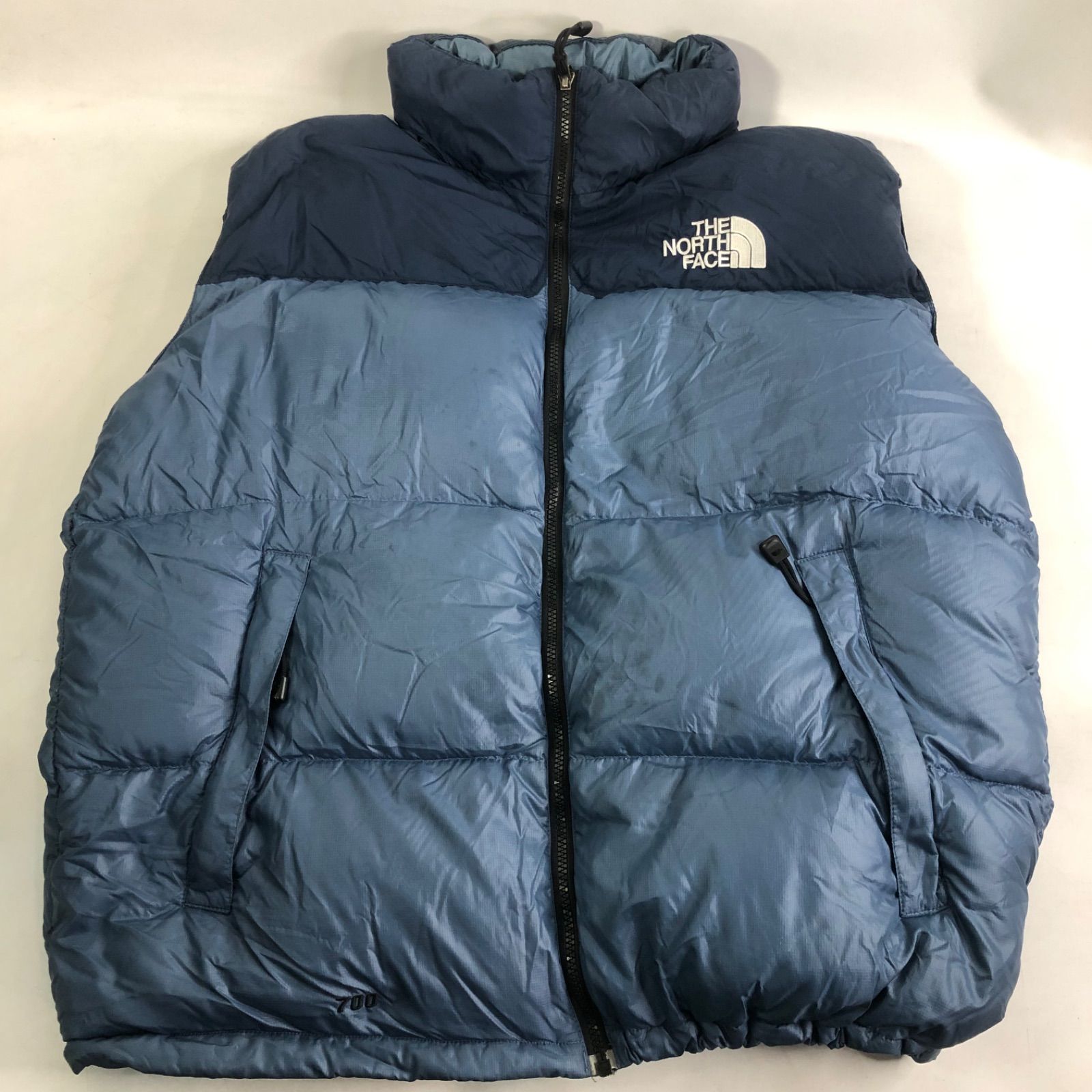 A1025-27-8 THE NORTH FACE ザ ノースフェイス メンズダウンベスト ヌプシベスト Nuptse Vest 撥水 静電ケア ツートンXLサイズ 切替 着丈68cm 身幅64cm