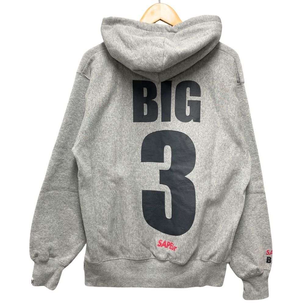 SAPEur サプール BIG3 プリント スウェット パーカー グレー サイズ M