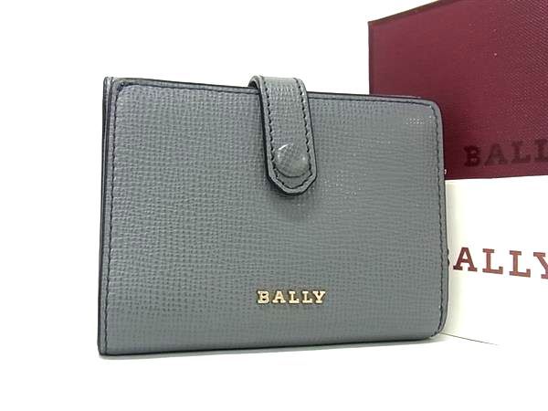 BALLY バリー レザー 三つ折り 財布 ウォレット 小銭入れ 札入れ カード入れ レディース グレー系 BK6052