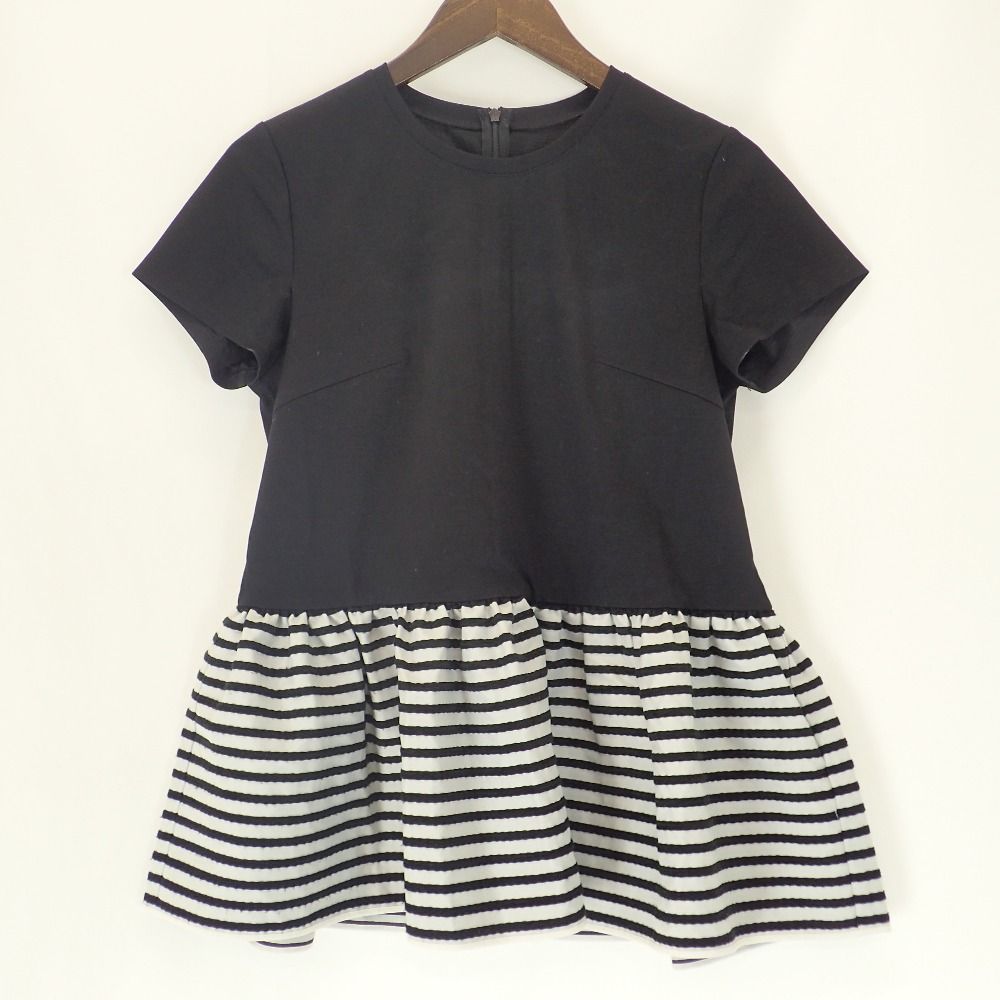 BORDERS at BALCONY ボーダーズアットバルコニー ブラック×ホワイト BD1921-2C-51 PEPLUM TEE 36 - メルカリ