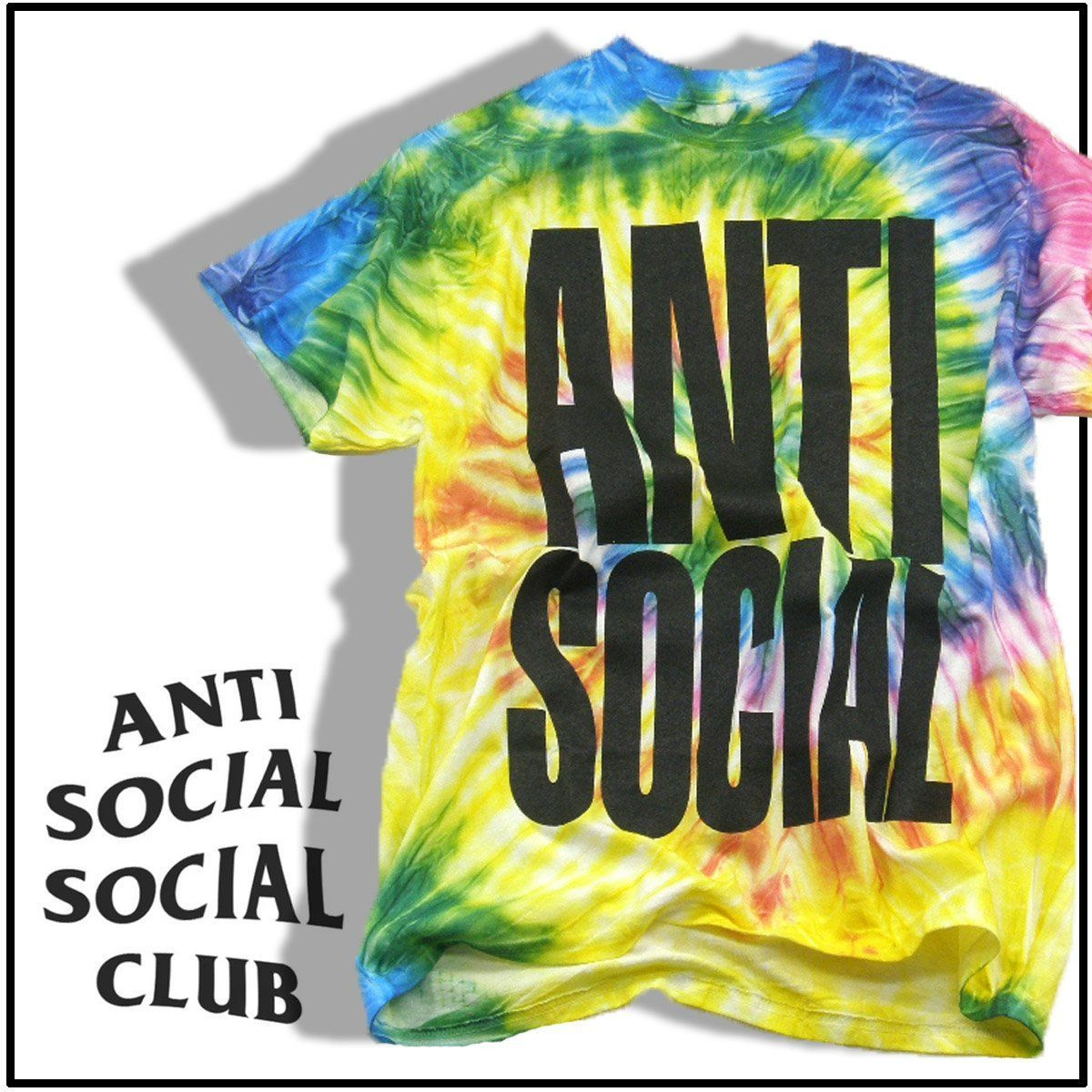 【新品】 ANTI SOCIAL SOCIAL CLUB / アンチソーシャルソーシャルクラブタイダイ Tシャツ USA製 マルチカラー グリーン イエロー ブルー ASSC アメリカ製 アンチ ソーシャル ソーシャル クラブ STUSSY ステューシー