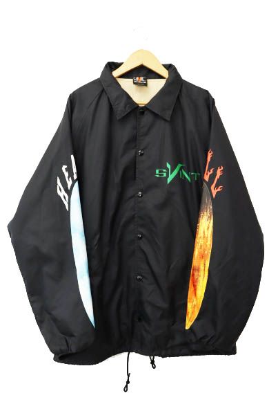 セントマイケル SAINTMICHAEL ×VLONE ヴィーローン 22AW VL COACH JACKET SKULL BK ロゴ スカル プリント コーチ ジャケット ブルゾン SM-A22-0000-082 XL 黒ブラック AA 250922
