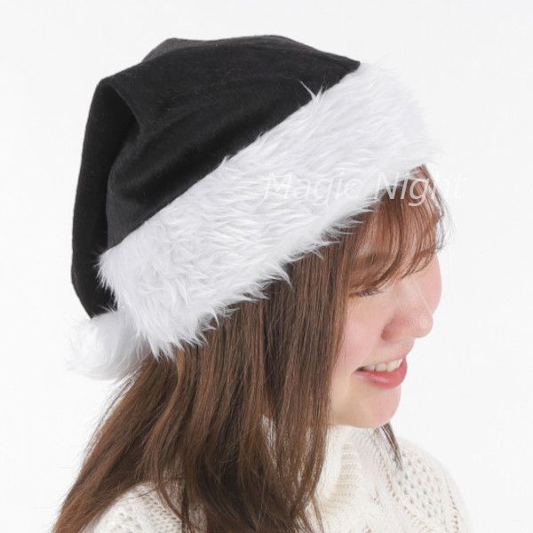 NEWカラフルサンタ帽子 ブラック 黒 【サンタハット サンタ帽