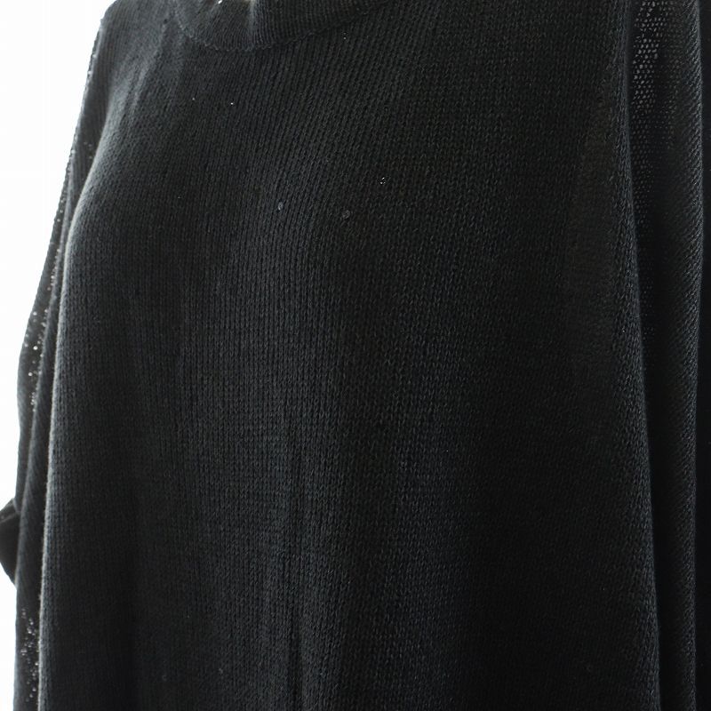 ブルネロクチネリ BRUNELLO CUCINELLI ニット セーター ロング丈 5分袖 ドルマンスリーブ スパンコール 麻 リネン シルク混 絹 M 黒 ブルネロクチネリ BRUNELLO CUCINELLI ニット セーター ロング丈