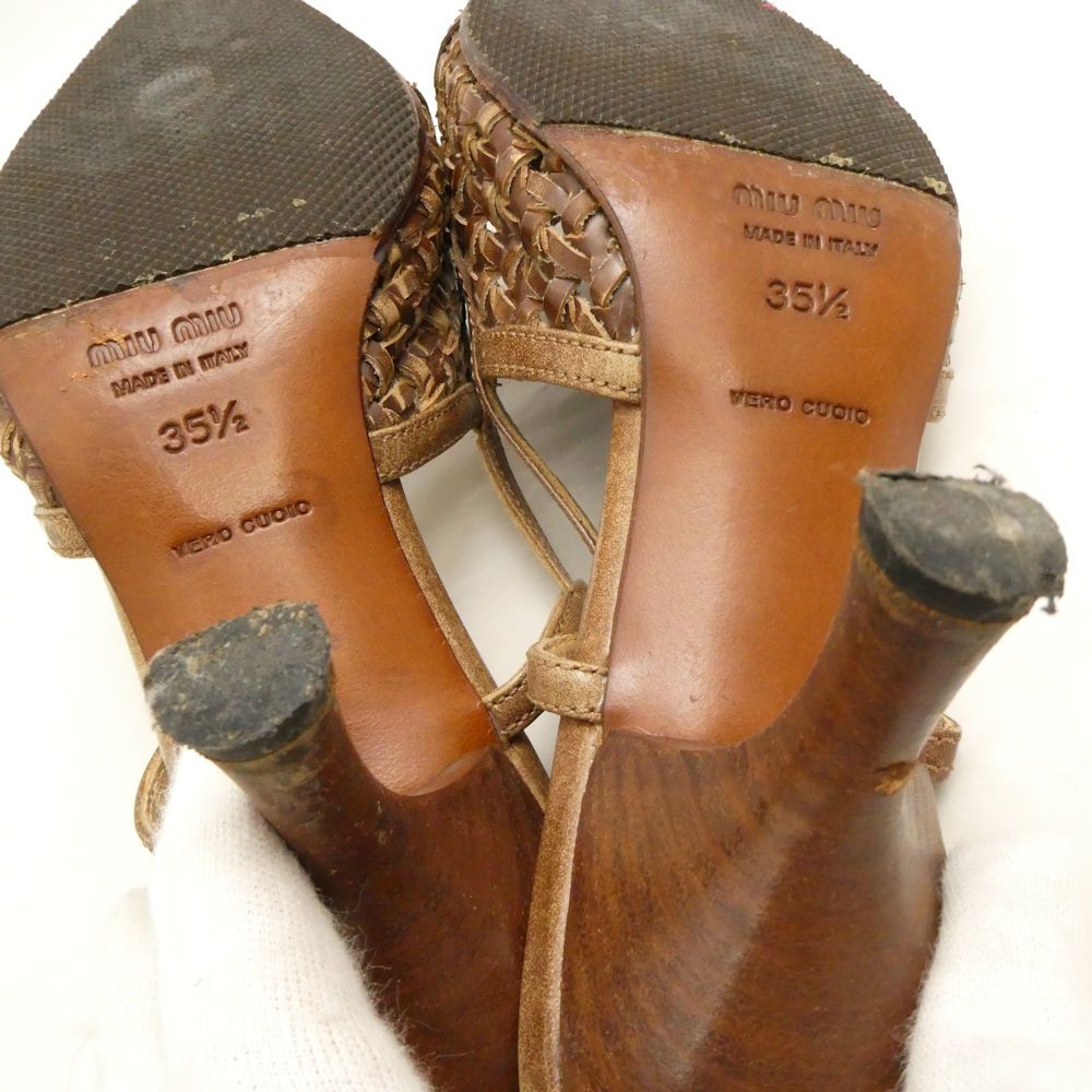 miumiu ミュウミュウ パンプス 35 1/2 22.5cm相当 レザー キトンヒール  