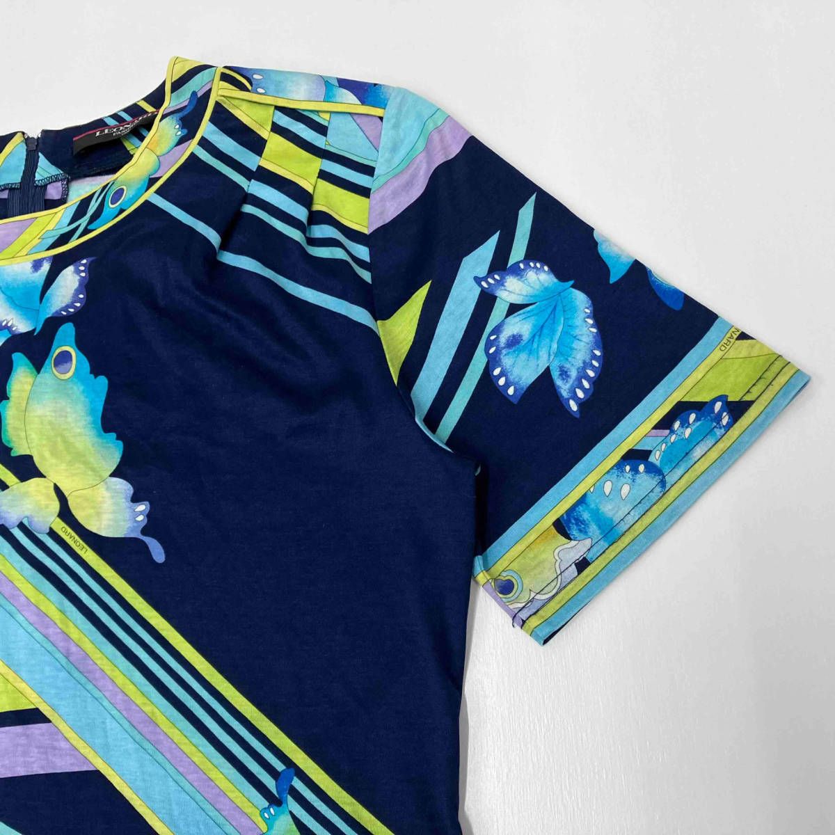 LEONARD ネイビー 半袖 トップス レオナード トップス Tシャツ ブルー