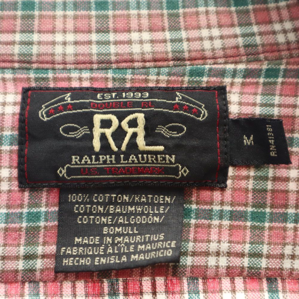 RRL 90s 初期タグ 赤3星 オールド チェック柄 長袖 シャツ M レッド系