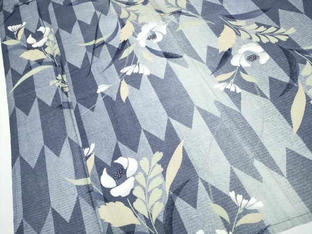 矢絣草花文 暈し染め