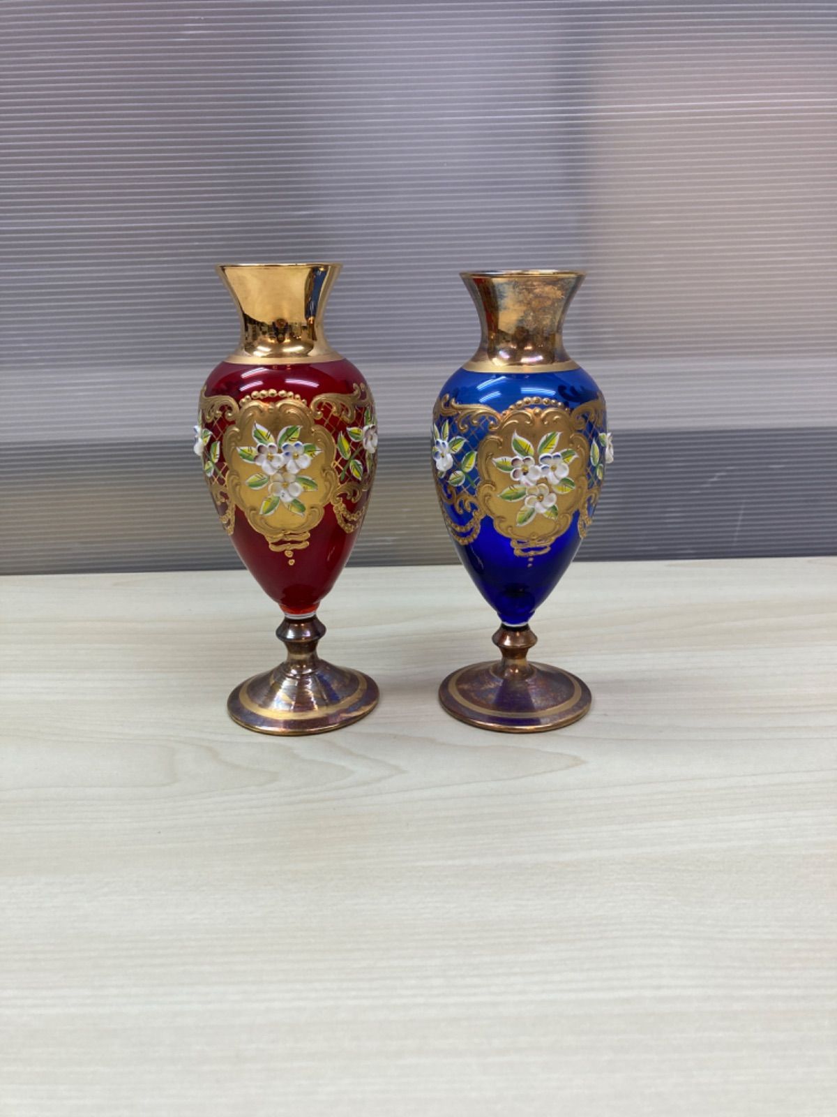 MURANO ムラーノ ベネチアンガラス 約20cmフラワーベース 花瓶 ピンク