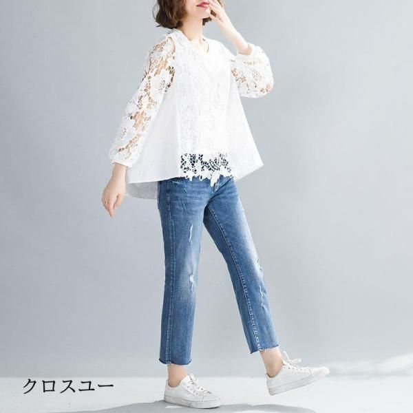 プルオーバー シャツ ブラウス ス 長袖 レディース 綿 デザインス かわいい 刺繍 レース 通勤 OL 無地 ゆったり Tシャツ プルオーバー シャツ ブラウス トップス 長袖 レディース 綿