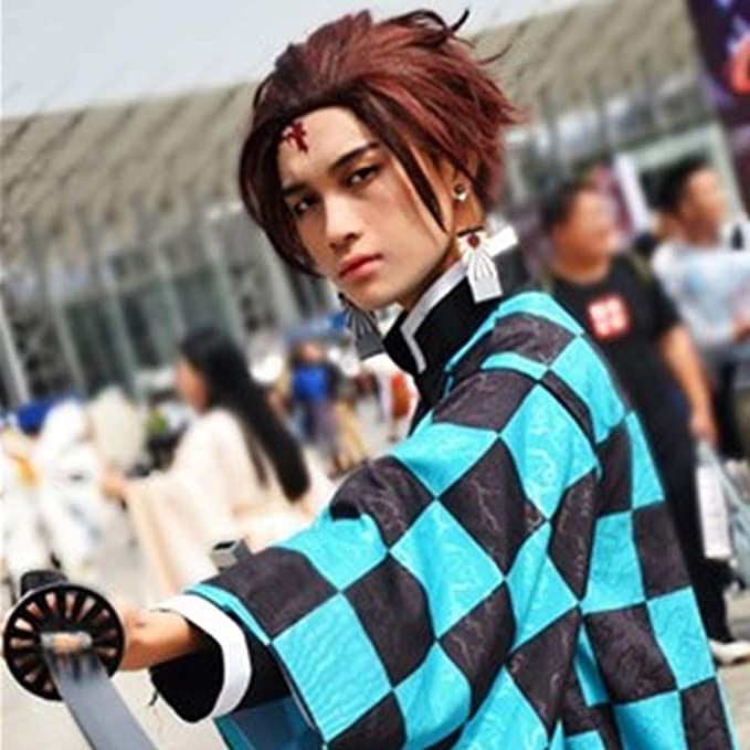 鬼滅の刃　竈門炭治郎　コスプレ　衣装　ウィッグ　Mサイズ 鬼滅の刃 鬼殺隊 コスプレ 衣装 ウィッグ 男女兼用 (竈門 炭治郎