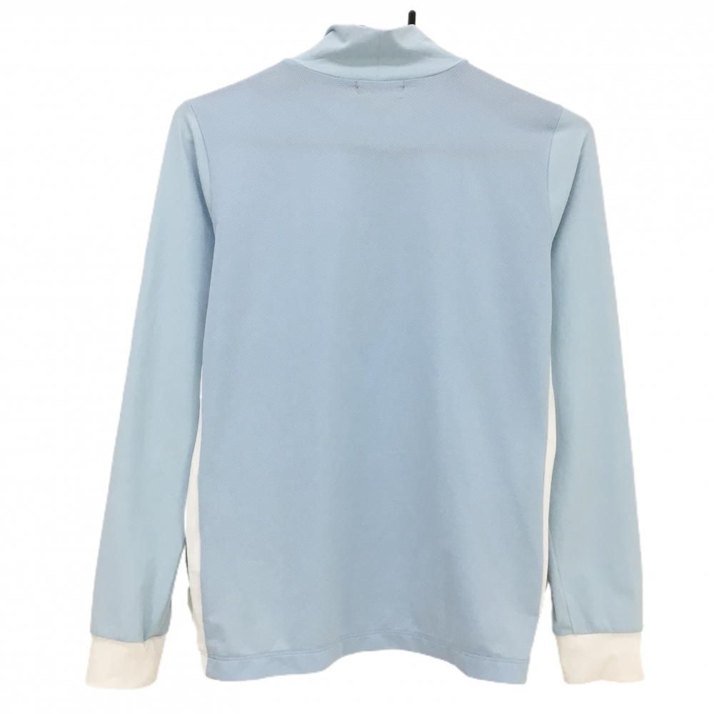 アルチビオ 長袖ハイネックシャツ ライトブルー×白 ロゴシルバー