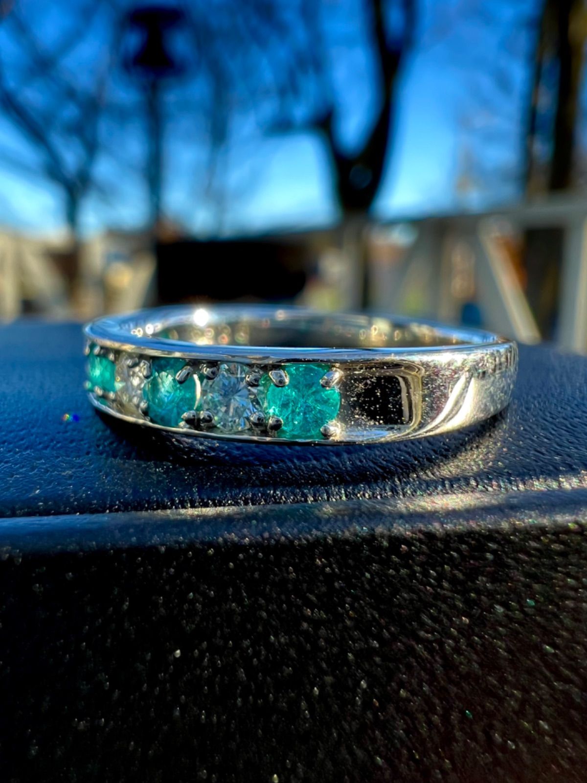 Pt900ブラジル産パライバトルマリンダイヤモンドリング JGGL鑑別書付属