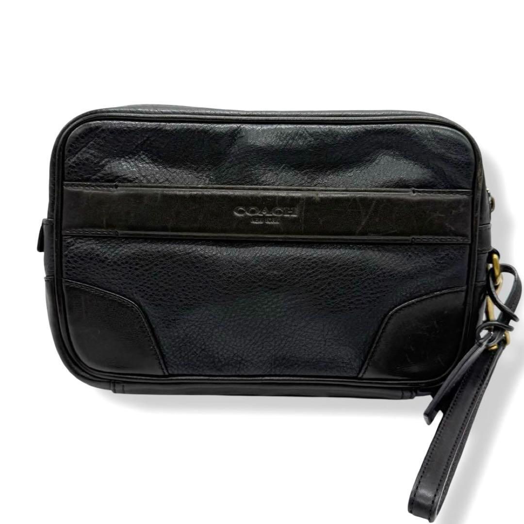 コーチ メンズ クラッチバッグ セカンドバッグ レザー ブラック 4177