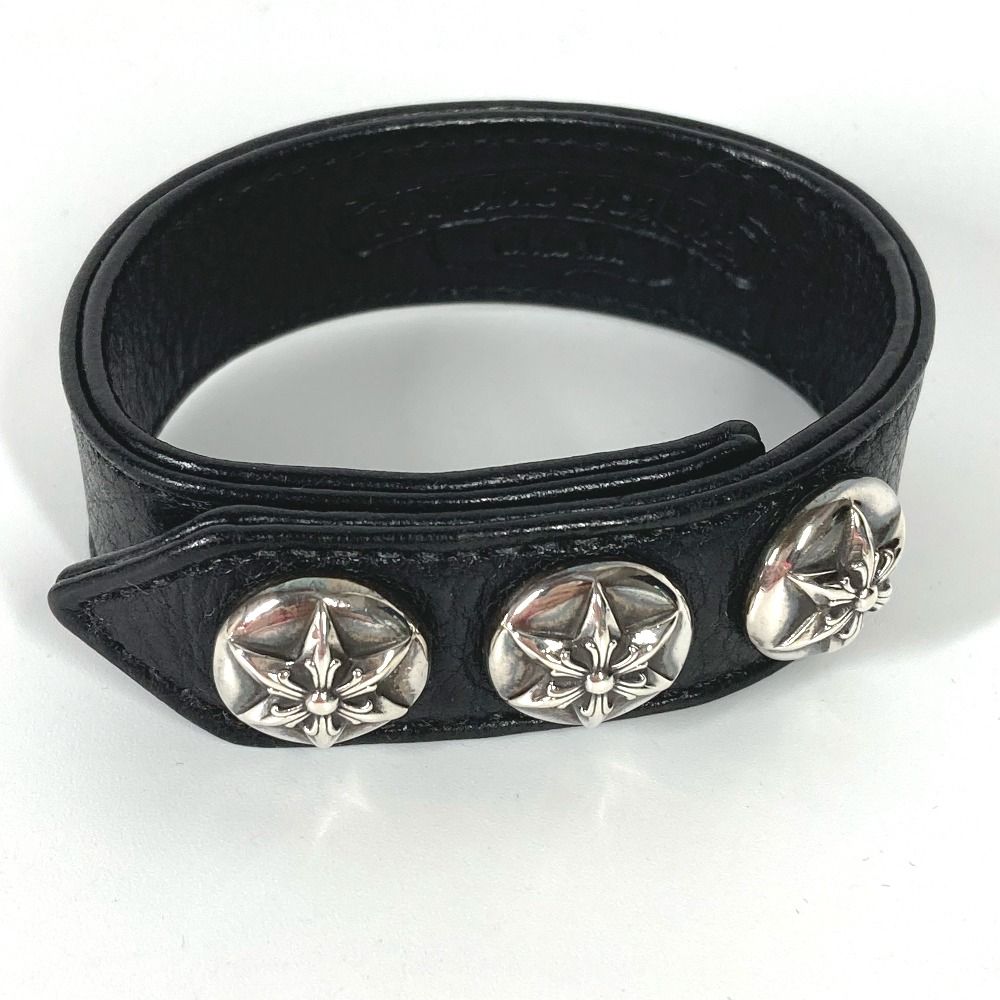 CHROME HEARTS クロムハーツ ブレスレット 3BTN/2SNP スター レザー