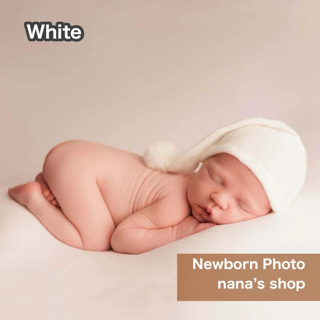 白 ファー付き三角帽子 ニューボーンフォト撮影衣装 ボンネット ベビー ポンポン
