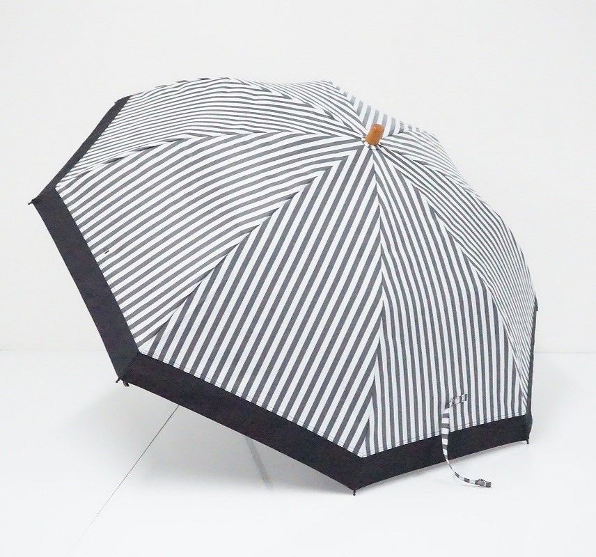 サンバリア100 完全遮光折日傘 USED美品 2段折 ストライプ 折りたたみ