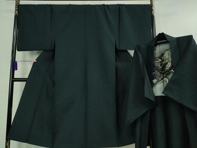 平和屋着物 上 男性 紬 アンサンブル キングサイズ 長羽織 髭紬 羽裏 龍 色無地 褐返色 DZAA9871kh5