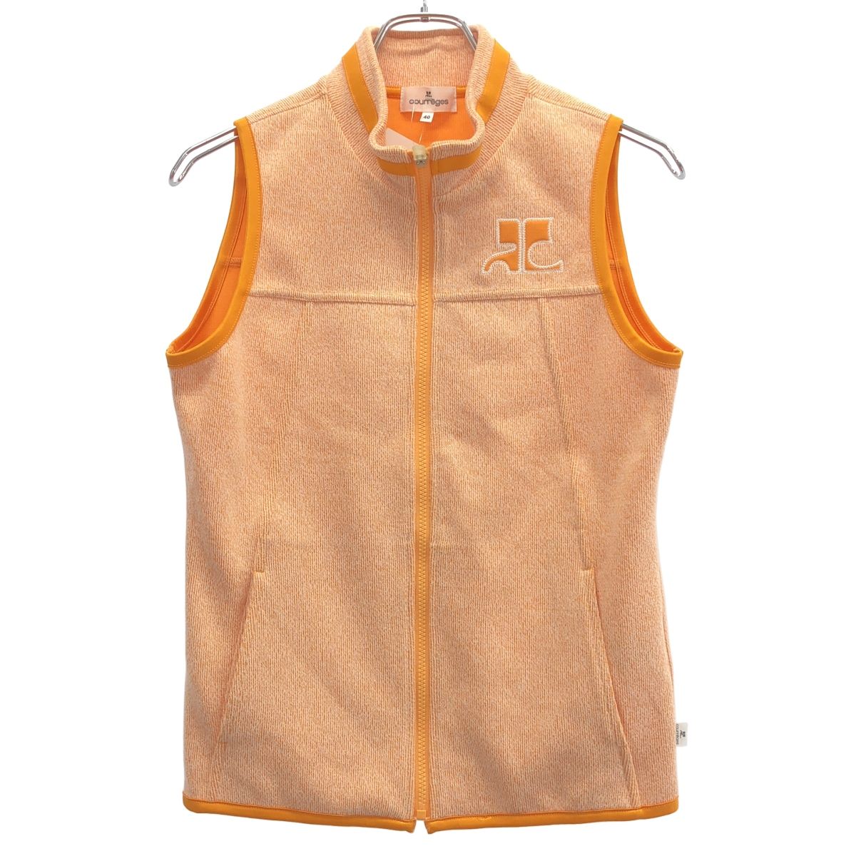 Courreges クレージュ ジップアップベスト AAR12754W オレンジ 40