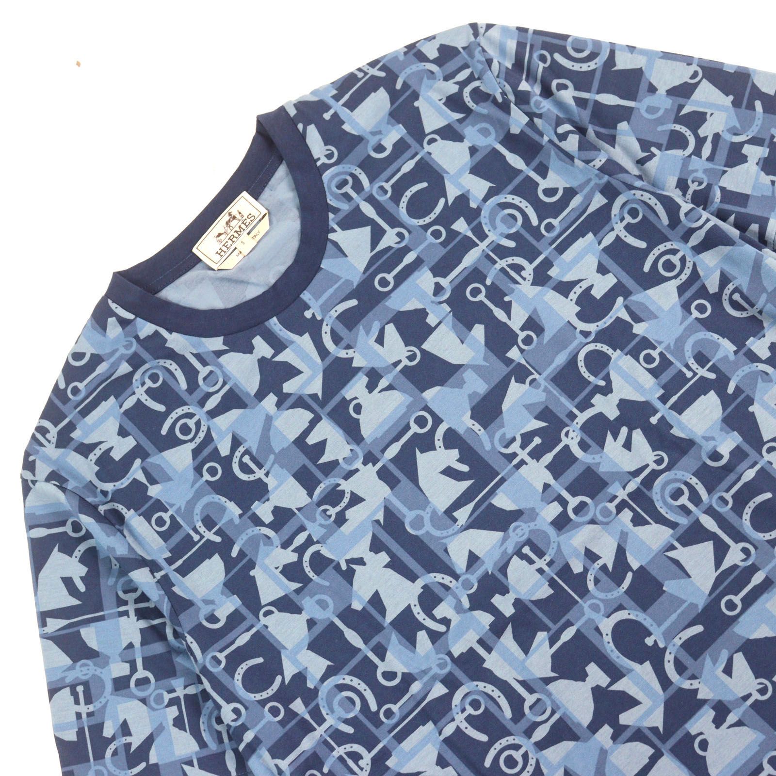 未使用品○HERMES エルメス コットン100% ホース総柄 ロデオチャーム  