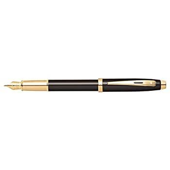Sheaffer 100 光沢ブラックラッカー万年筆 ゴールドトーンのアポイントと細字ペン先付き