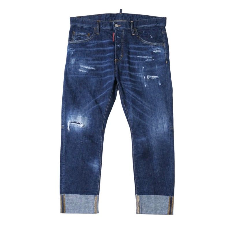 美品2023年製DSQUARED2 ディースクエアード SAILOR  デニムパンツ サイズ48  ジーンズ ボタンフライ ウォッシュ加工 クラッシュ加工 イタリア製 ブランド古着【中古】20241219/RA2682