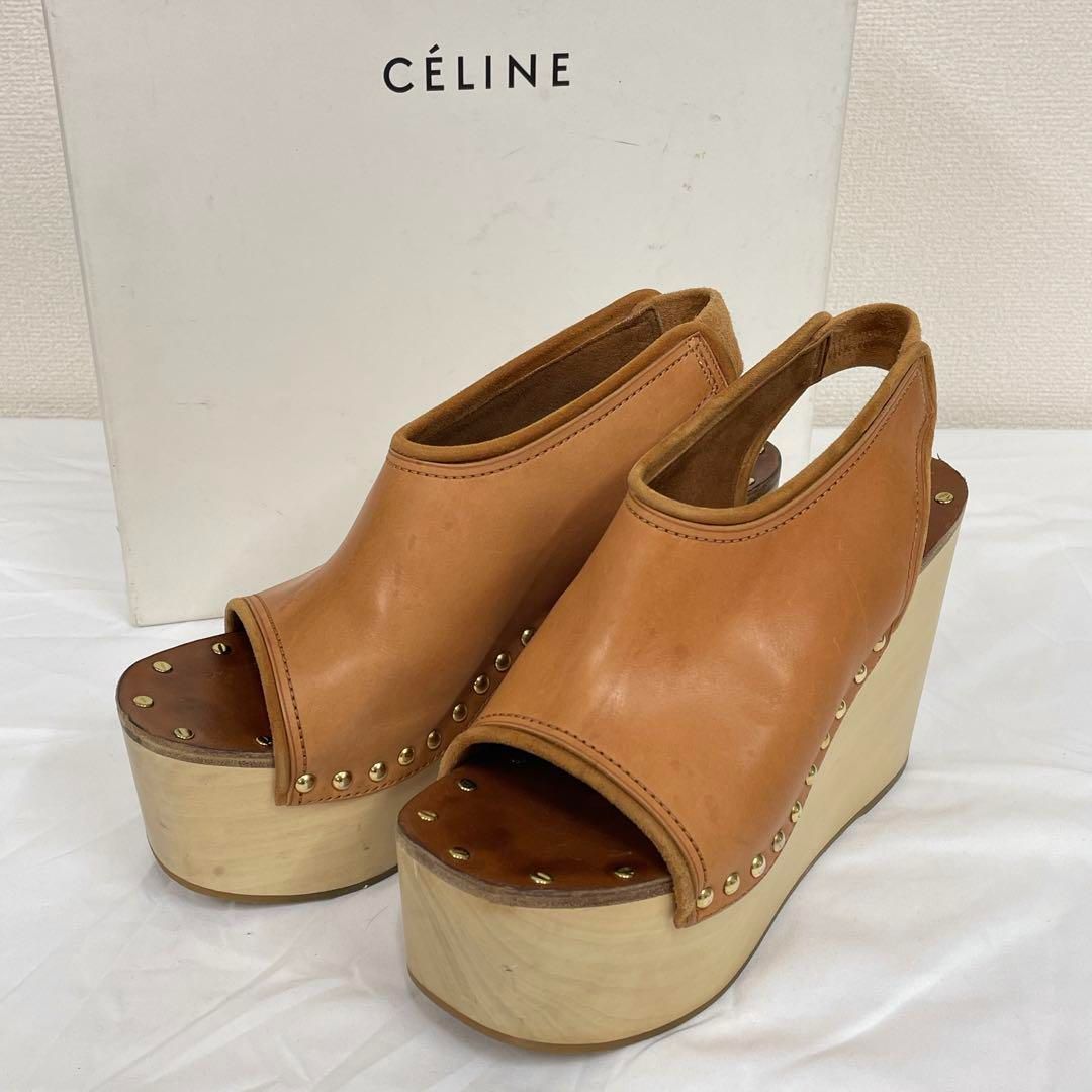 美品！CELINE セリーヌ　フィービー期 サンダル ウェッジソール レザー CELINE セリーヌ フィービー期 レザーサンダル ウェッジソール