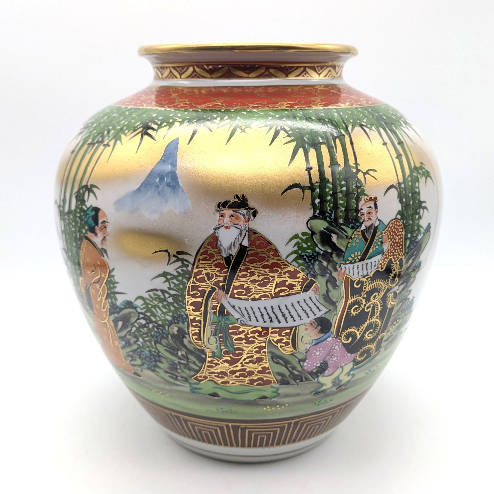 九谷焼・大雅・花瓶・花器・花生・壺・羅漢仙人・金彩・No.241117-21