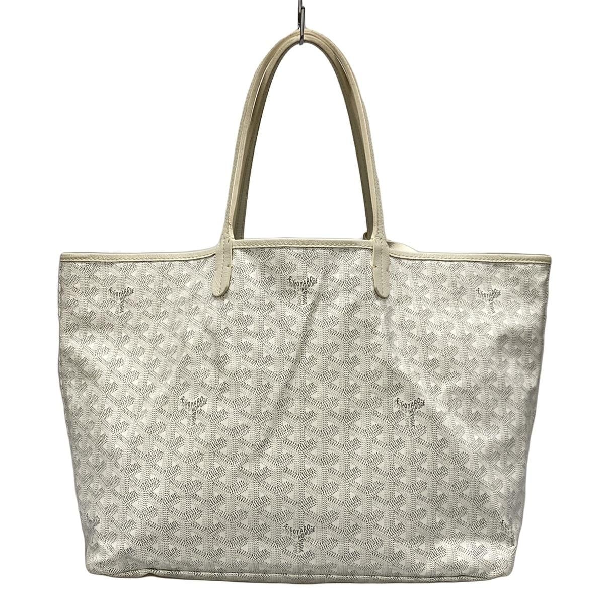 GOYARD(ゴヤール) トートバッグ サンルイPM 白×ダークグレー×グレー レザー - メルカリ