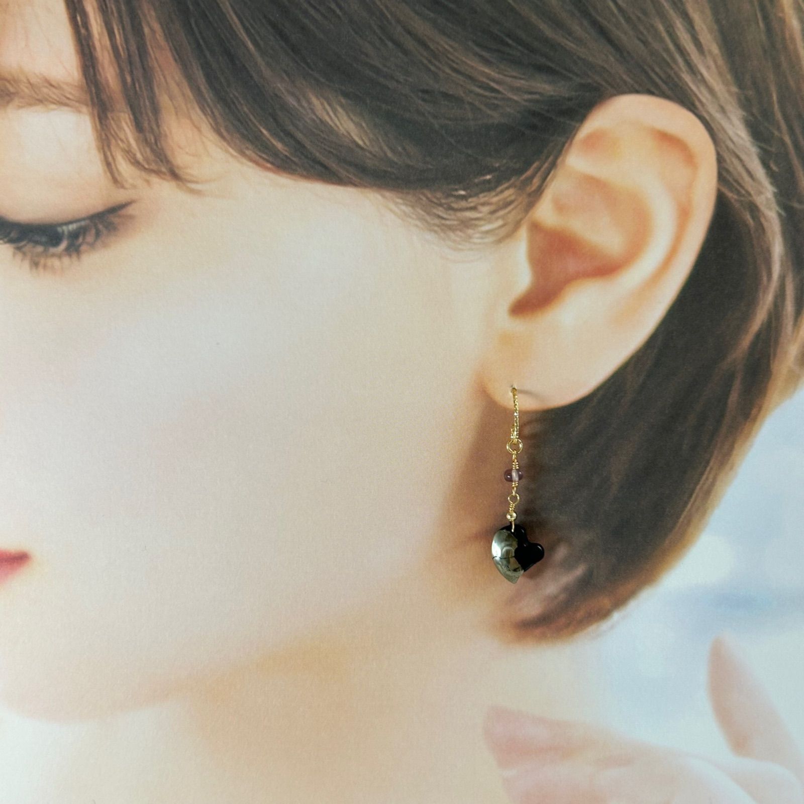 ハート♡アパッチゴールドのピアス マラヤガーネット・アパッチ 