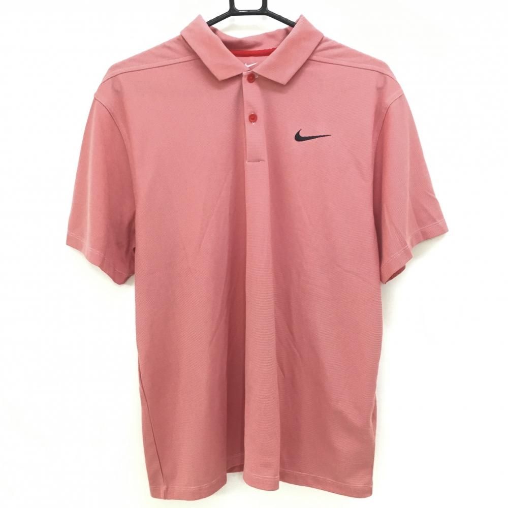 ナイキ×CLUBHAUS 半袖ポロシャツ レッド 地模様 メンズ XL ゴルフウェア NIKE