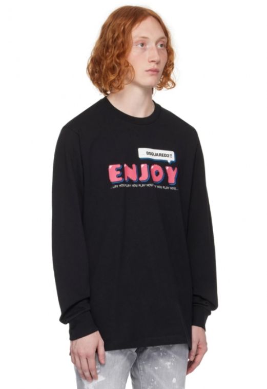 新品未使用 DSQUARED2 ディースクエアード スウェット ロンT XL 黒 DSQUARED2 ディースクエアード ロングTシャツ 黒 ロゴ ブラック