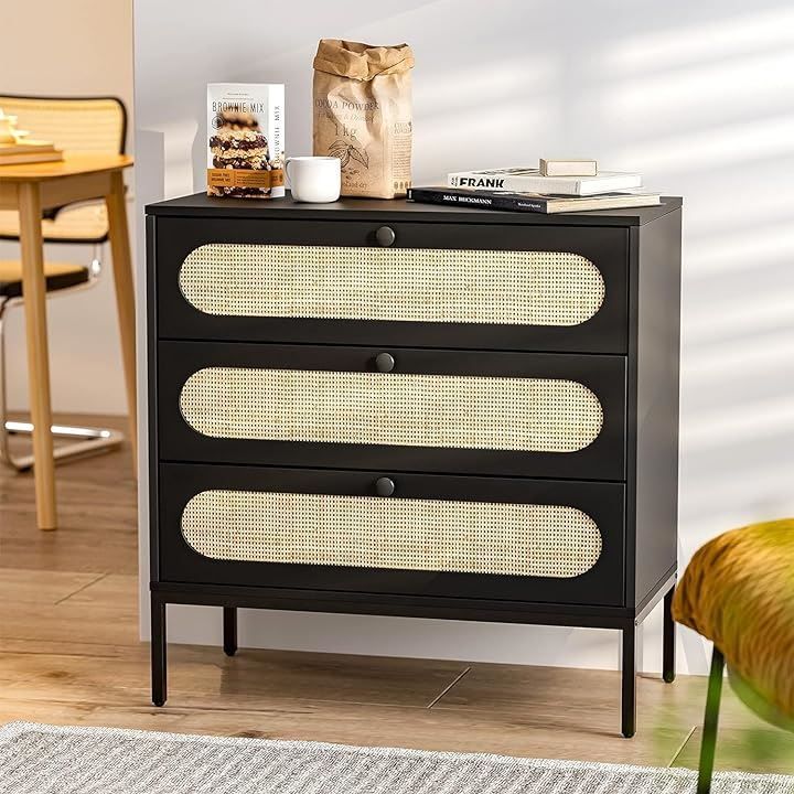 IKIFLY 収納チェスト 引き出し 木製 タンス ラタン調 キャビネット 大