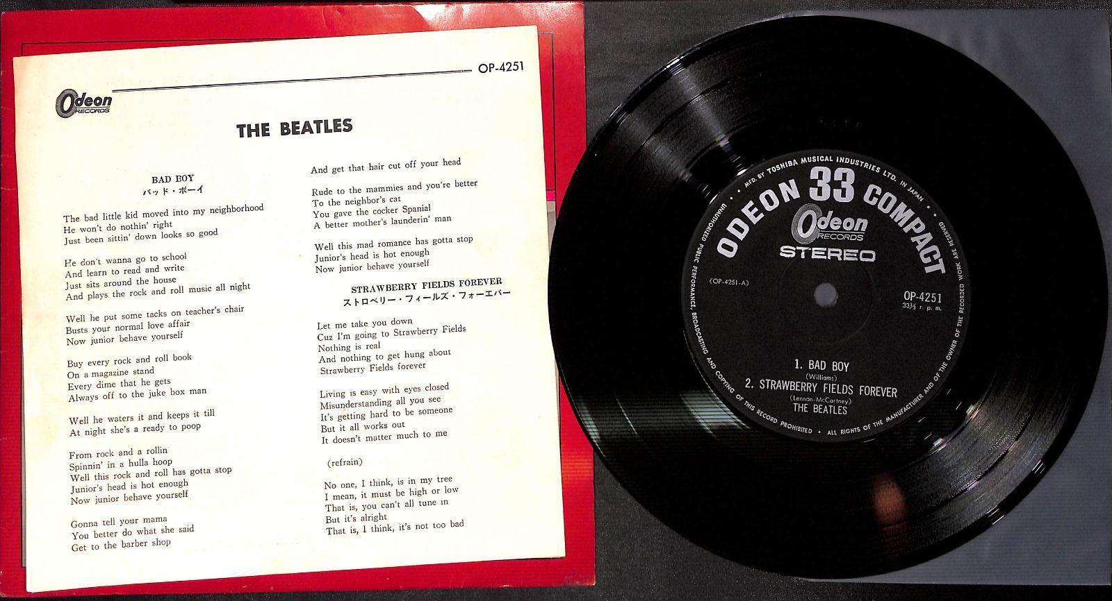 EP】Beatles Bad Boy Strawberry Fields Forever ビートルズ バッド