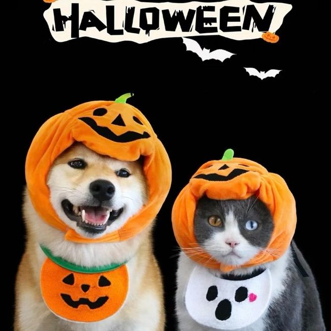 ぶんちゃん、ハロウィン、ジャックオーランタン柄わんちゃん猫ちゃん用スタイ ハロウィン(シルバー)わんちゃん猫ちゃん用スタイ 猫用品 ぶん