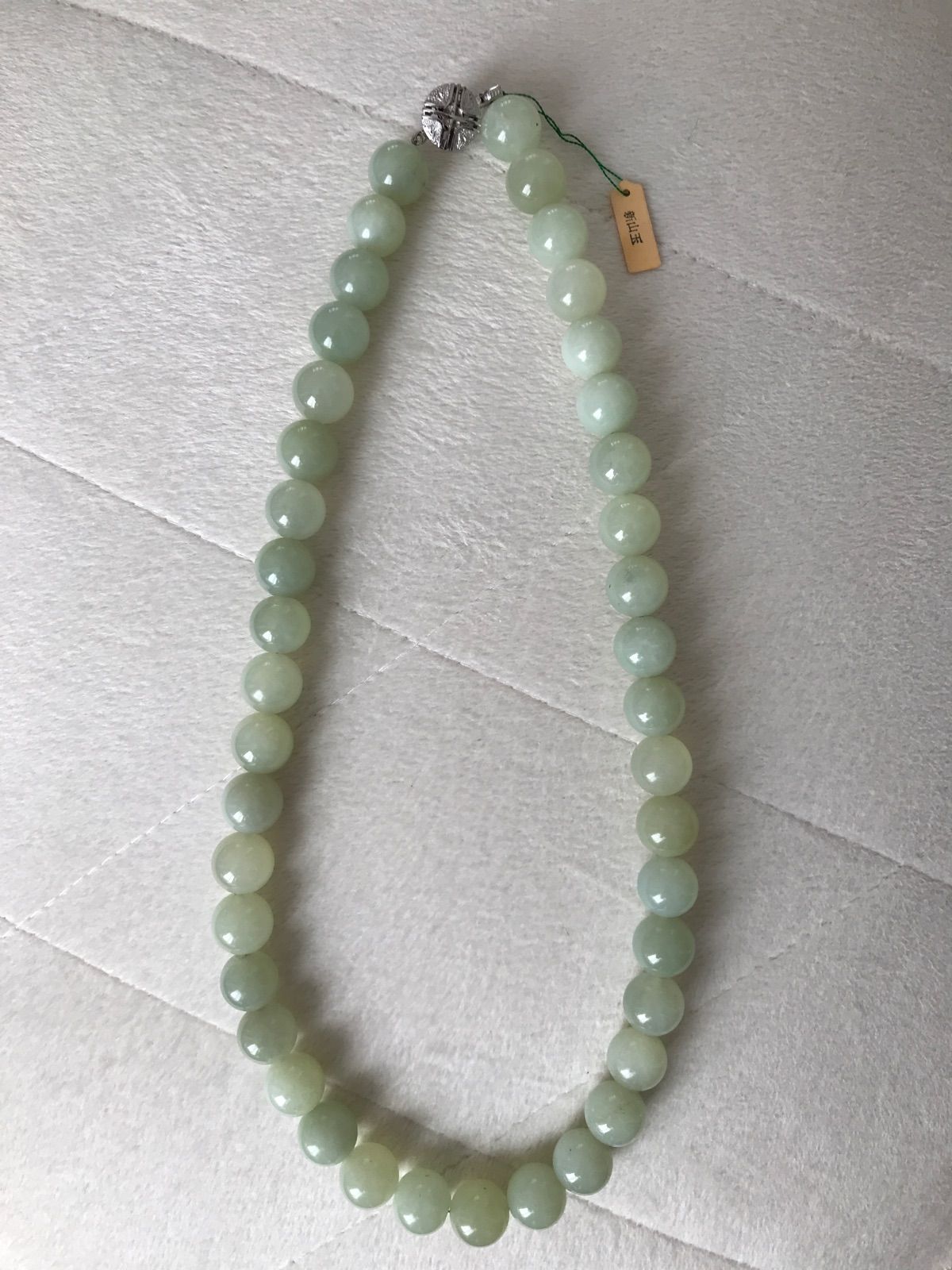 【国産】 大粒 ネックレス 翡翠 アンティーク 新山玉 41粒 上品 美品 アクセサリー