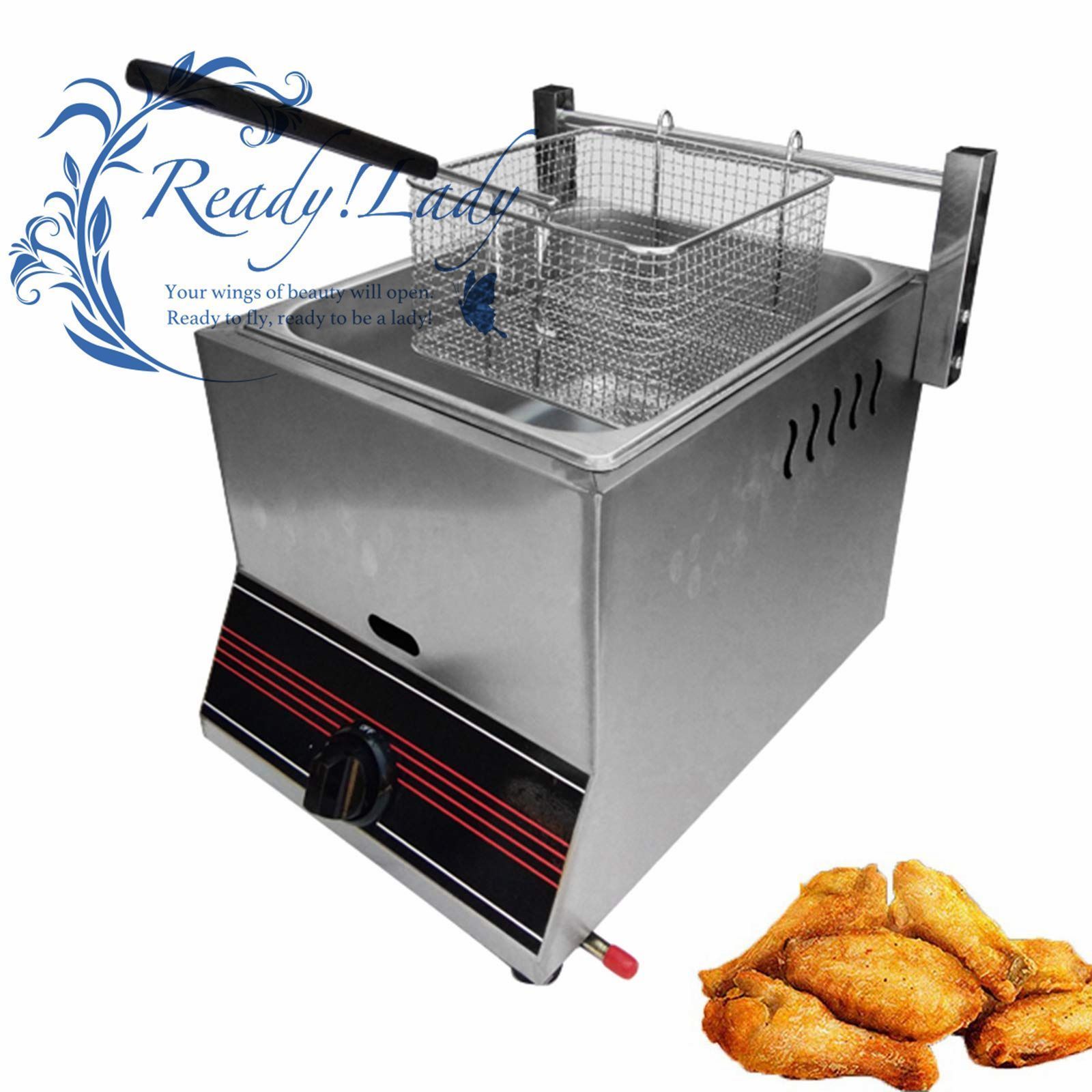 ガスフライヤー 6L 1槽型 ステンレス鋼 卓上フライヤー 手羽先の揚げ 揚げ物器 ミニフライヤー バスケット付き フライヤー LPガス用