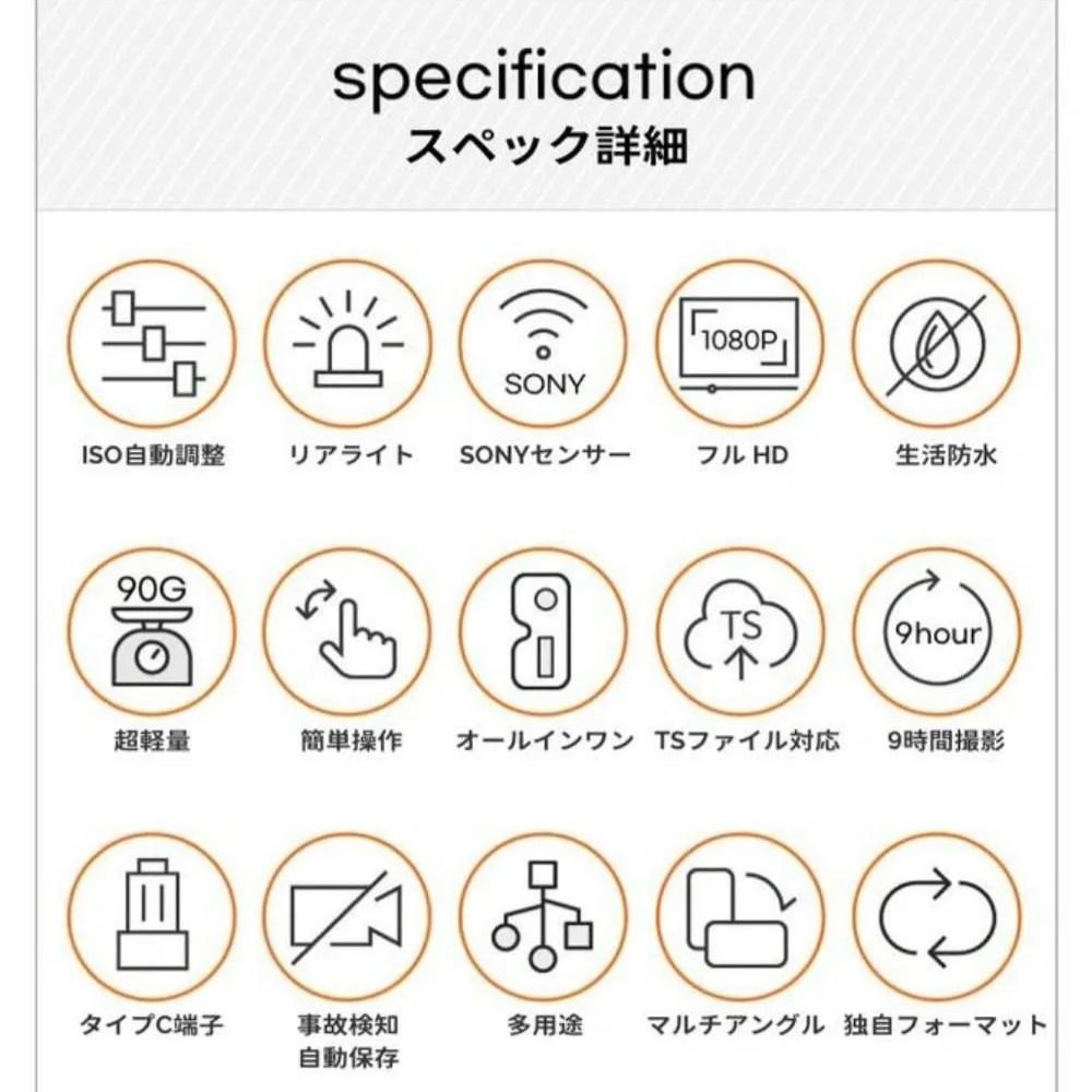 SONY製高機能センサー搭載 超軽量ライト付きサイクリングドラレコ